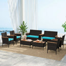 8-Piece Patio Conversation Set with Cushions - Turquoise by LJGDeals
