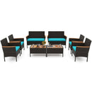 8-Piece Patio Conversation Set with Cushions - Turquoise by LJGDeals