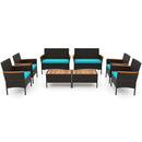 8-Piece Patio Conversation Set with Cushions - Turquoise by DirectDeals