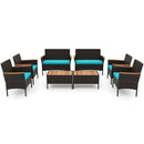 8-Piece Patio Conversation Set with Cushions - Turquoise by LJGDeals
