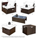 8 Pieces Patio Space-Saving Rattan Furniture Set with Storage Box and Waterproof Cover-Black