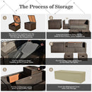 8 Pieces Patio Space-Saving Rattan Furniture Set with Storage Box and Waterproof Cover-Black
