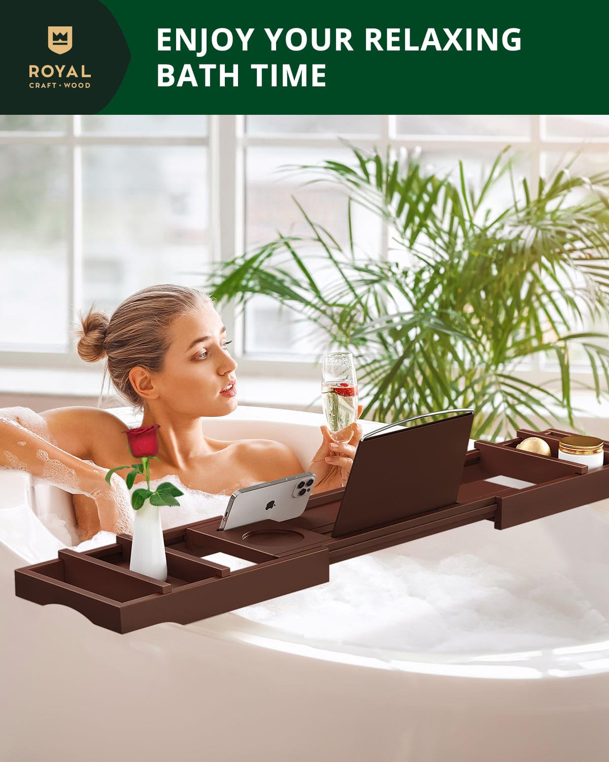 Bathtub Caddy Tray, Brown, photo 8 of 9