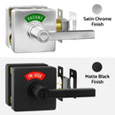 Square Privacy Indicator Door Lock Solstice Lever in Satin Chrome