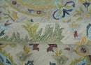 Ivory and Green 8x10 French Design Aubusson Hand Tufted Wool Area Rug by The Rug Decor