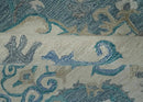 French Design Aubusson 8x10 Ivory and Blue Hand Tufted Wool Area Rug by The Rug Decor