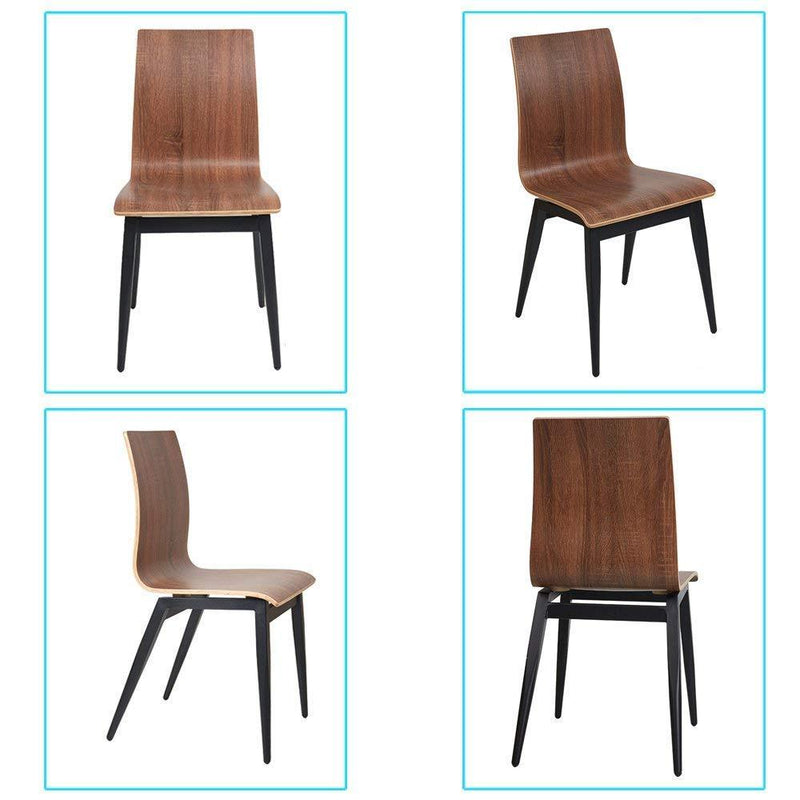 Set of 4 Kitchen Dining Room Chairs with Bentwood and Metal Legs Bistro, Brown