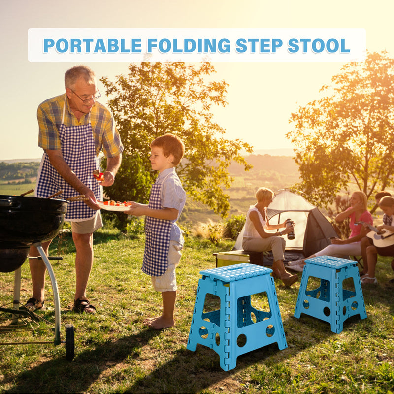 2 Pack Folding Step Stool with Portable Carrying Handle Safe Enough, 300 lbs capacity, Blue