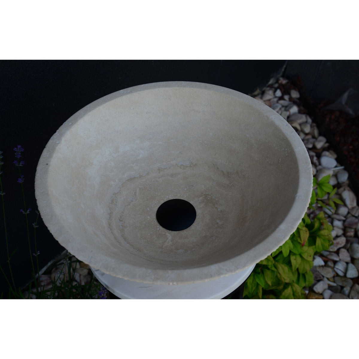 Light Beige Travertine Natural Stone Handcrafted Vessel Sink, photo 2 of 9