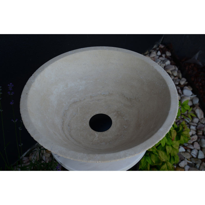 Light Beige Travertine Natural Stone Handcrafted Vessel Sink, photo 2 of 9