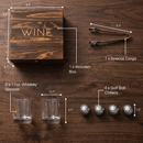 Luxurious Bar Gift Set Golf Whiskey Glasses Golf Ball Chillers Tongs Set In Premium Wood Box By The by The Wine Savant
