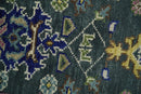 Custom Made Runner Charcoal, Green And Blue Turkish Design Hand Knotted Wool Rug by The Rug Decor