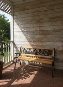 Cast Iron & Wood Outdoor Garden Bench with Ornate Backrest by 2Dropme