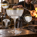The Wine Savant Gold Rim Glasses 6 oz, Set of 4 Gold Rim Classic Manhattan Glasses
