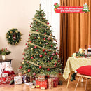 6/7/8 Feet Christmas Tree with Warm White LED Lights and Pine Cones by LJGDeals