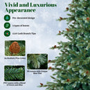 6/7/8 Feet Christmas Tree with Warm White LED Lights and Pine Cones by LJGDeals