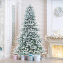 8 Feet Snow Flocked Artificial Christmas Tree with Cool White LED Lights by LJGDeals