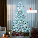 8 Feet Snow Flocked Artificial Christmas Tree with Cool White LED Lights by LJGDeals