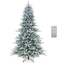 8 Feet Snow Flocked Artificial Christmas Tree with Cool White LED Lights by LJGDeals