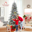 8 Feet Snow Flocked Artificial Christmas Tree with Cool White LED Lights by LJGDeals