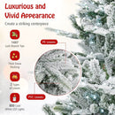 8 Feet Snow Flocked Artificial Christmas Tree with Cool White LED Lights by LJGDeals
