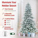 8 Feet Snow Flocked Artificial Christmas Tree with Cool White LED Lights by LJGDeals