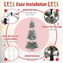 8 Feet Snow Flocked Artificial Christmas Tree with Cool White LED Lights