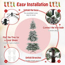 8 Feet Snow Flocked Artificial Christmas Tree with Cool White LED Lights by LJGDeals