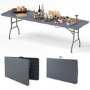 8 ft Portable Folding Table 350 LBS Fold-in-Half Table with HDPE Tabletop by LJGDeals