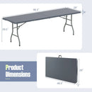 8 ft Portable Folding Table 350 LBS Fold-in-Half Table with HDPE Tabletop by LJGDeals