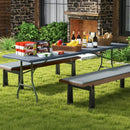 8 ft Portable Folding Table 350 LBS Fold-in-Half Table with HDPE Tabletop by LJGDeals