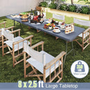 8 ft Portable Folding Table 350 LBS Fold-in-Half Table with HDPE Tabletop by LJGDeals