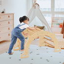 8 in 1 Climbing Arch Sensory Table for Kids with Collapsible Storage Bin for 3+ Years Old-Natural