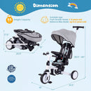 8-in-1 Folding Kids Tricycle with Removable Canopy and Push Handle
