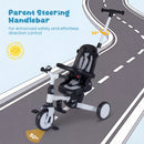 8-in-1 Folding Kids Tricycle with Removable Canopy and Push Handle