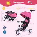 8-in-1 Folding Kids Tricycle with Removable Canopy and Push Handle