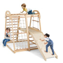 8-in-1 Jungle Gym Wooden Montessori Climber Playset with Slide and Monkey Bar for Kids 3-5 Years Old