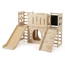 8-in-1 Toddler Slide Wooden Indoor Playground with Climber and Chalkboard-Natural by LJGDeals