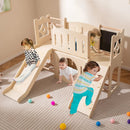 8-in-1 Toddler Slide Wooden Indoor Playground with Climber and Chalkboard-Natural by LJGDeals