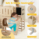 8-in-1 Toddler Slide Wooden Indoor Playground with Climber and Chalkboard-Natural by LJGDeals