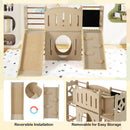 8-in-1 Toddler Slide Wooden Indoor Playground with Climber and Chalkboard-Natural by DirectDeals