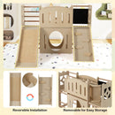 8-in-1 Toddler Slide Wooden Indoor Playground with Climber and Chalkboard-Natural by LJGDeals
