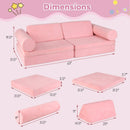 8 Pieces Kids Play Couch Foam Building Fort Play Set with Suede Cover-Pink by LJGDeals