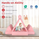 8 Pieces Kids Play Couch Foam Building Fort Play Set with Suede Cover-Pink