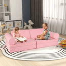 8 Pieces Kids Play Couch Foam Building Fort Play Set with Suede Cover-Pink by LJGDeals