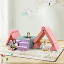 8 Pieces Kids Play Couch Foam Building Fort Play Set with Suede Cover-Pink by LJGDeals