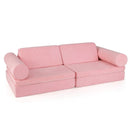 8 Pieces Kids Play Couch Foam Building Fort Play Set with Suede Cover-Pink by LJGDeals