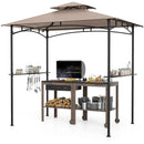 8 x 5 Feet Grill Gazebo with 2 Shelves 6 Hooks and Metal Frame-Gray by LJGDeals