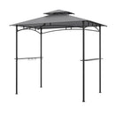 8 x 5 Feet Grill Gazebo with 2 Shelves 6 Hooks and Metal Frame-Gray by LJGDeals