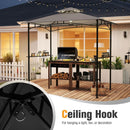 8 x 5 Feet Grill Gazebo with 2 Shelves 6 Hooks and Metal Frame-Gray by LJGDeals